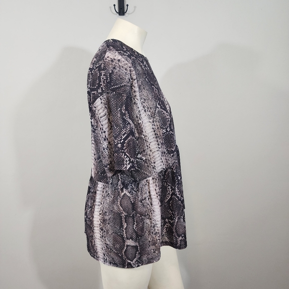 Zara Trafaluc Snakeskin Print Babydoll Tunic Top Women’s L Lightweight - Picture 12 of 12